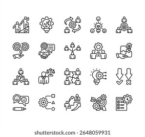 Management Development Program editable stroke icon set.