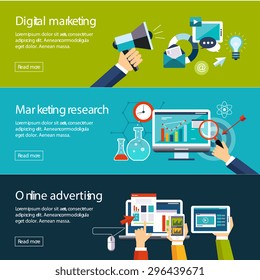 Management digital marketing srartup planning analytics creative team design pay per click seo social media analysis actions and development launch. Banners for websites flar design style