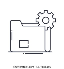 Management documentation icon, linear isolated illustration, thin line vector, web design sign, outline concept symbol with editable stroke on white background.