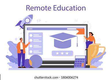 Management education online service or platform. Idea of business work with people and strategy making for success. Online education. Isolated vector illustration