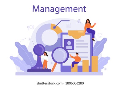 Management education school course. Idea of business work with people and strategy making for success. Isolated vector illustration