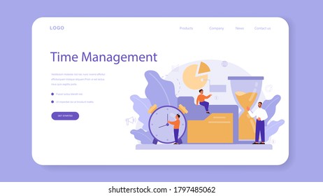 Management education school course web banner or landing page. Idea of business work with people and strategy making for success. Isolated vector illustration