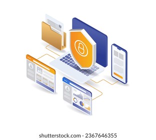 Management endpoint security server network analyst flat illustration concept