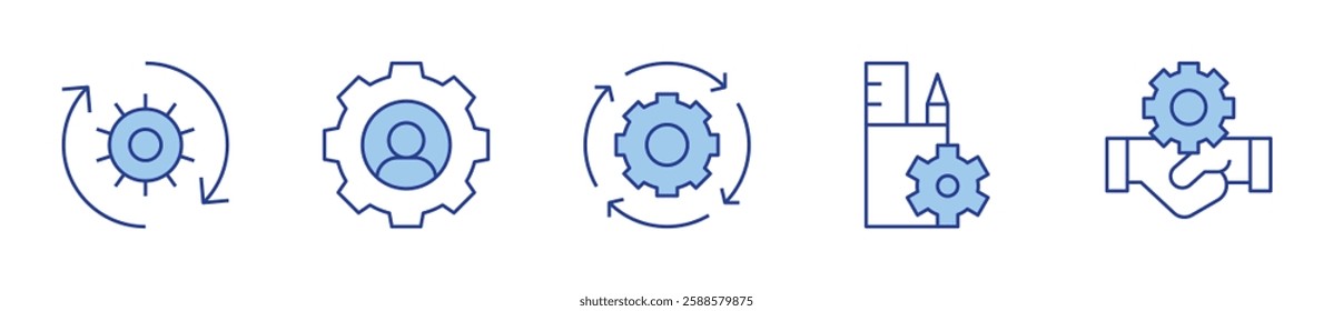 management, exchange, crm, human resources, running. Manager Icon vector illustration. Line Duotone style. Editable stroke.