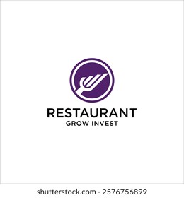 management financial restaurant logo. invest finance for resto consulting concept