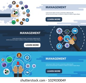Management flat icon concept. Vector illustration. Element template for design.