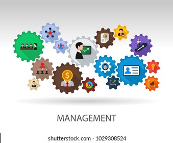 Management flat icon concept. Vector illustration. Element template for design.
