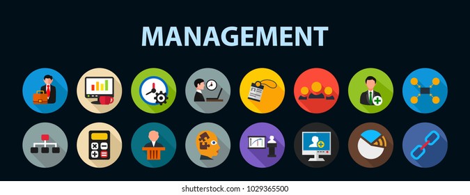 Management flat icon concept. Vector illustration. Element template for design.