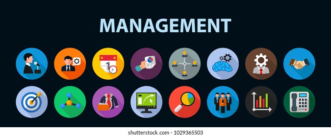Management flat icon concept. Vector illustration. Element template for design.