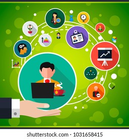 Management flat icon concept. Vector illustration. Element template for design.