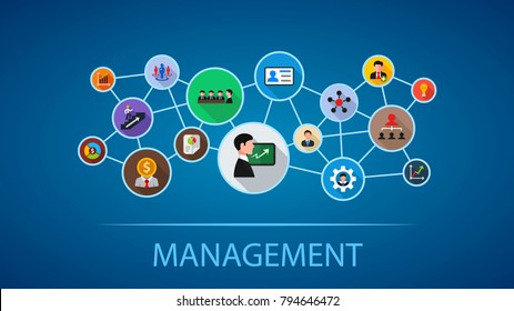 Management flat icon concept. Vector illustration. Element template for design.