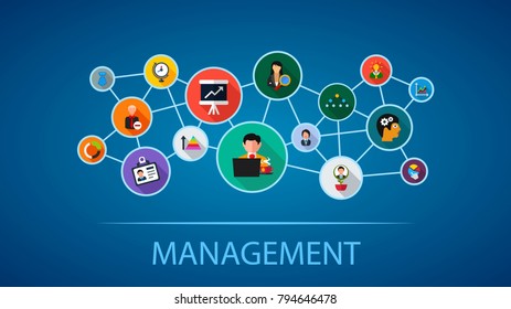 Management flat icon concept. Vector illustration. Element template for design.