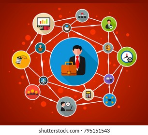 Management flat icon concept. Vector illustration. Element template for design.