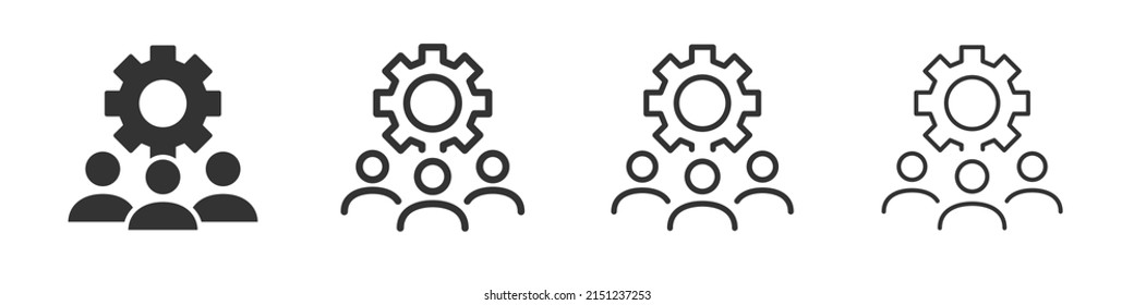 Management gear icons collection in two different styles and different stroke. Vector illustration EPS10