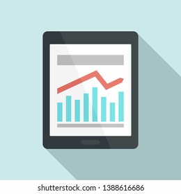 Management graph on tablet icon. Flat illustration of management graph on tablet vector icon for web design