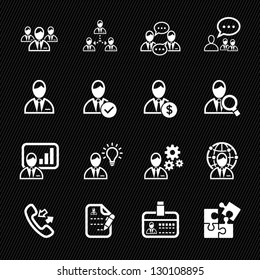 Management and Human Resource Icons with Black Background