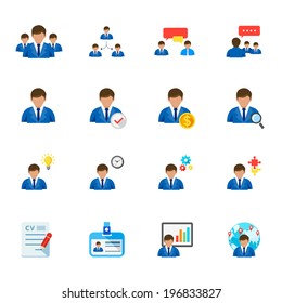 Management and Human Resource Icons  : Flat Icon Set for Web and Mobile Application