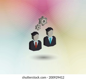 Management and Human Resource Icons,two businessman and gear 