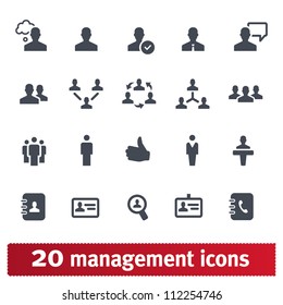 Management, human resources, business persons and users. Vector icons set.