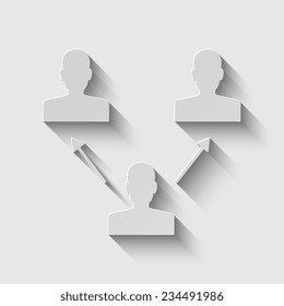 Management, human resources, business persons and users with shadow on a grey background