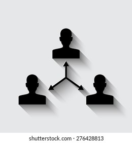 Management, human resources, business persons and users. Vector icons set  with shadow on a grey background