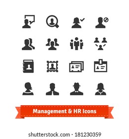 Management And Human Resources Icons Set. Business Persons, HR Accounting.