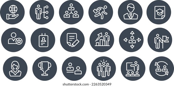Diseño vectorial de iconos de gestión y recursos humanos