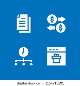 management icon. 4 management set with time, seo and web, content and exchange vector icons for web and mobile app