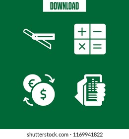 management icon. 4 management vector set. exchange, calculator, analytics and rule icons for web and design about management theme