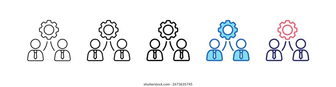 Icono De Gestión En 5 Estilos Diferentes Establecer Colección.