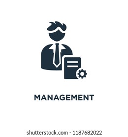 Management icon. Black filled vector illustration. Management symbol on white background. Can be used in web and mobile.