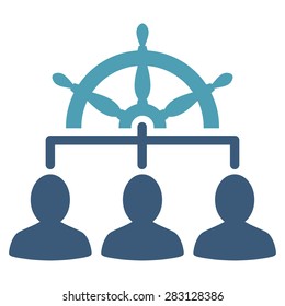 Management icon from Business Bicolor Set. Vector style: bicolor flat symbol, cyan and blue colors, rounded angles, white background.