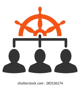 Management icon from Business Bicolor Set. Vector style: bicolor flat symbol, orange and gray colors, rounded angles, white background.