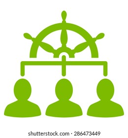 Management icon from Business Bicolor Set. Vector style: flat symbol, eco green color, rounded angles, white background.