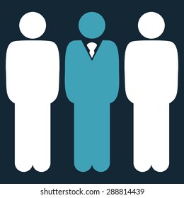 Management icon from Business Bicolor Set. This flat vector symbol uses blue and white colors, rounded angles, and isolated on a dark blue background.