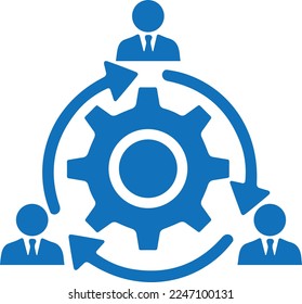 Management icon, business management icon blue vector