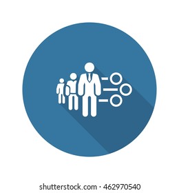 Management Icon. Business Concept. A Three man with Round Checkboxes. Flat Design. Isolated Illustration. App Symbol or UI element.