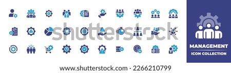 Management icon collection. Duotone color. Vector illustration. Containing profile, management, setting, team, project, team management, human resources, gear, project, risk.