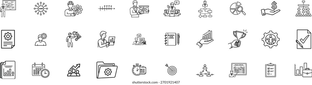 Management icon collection. Editable stroke. Vector illustration.