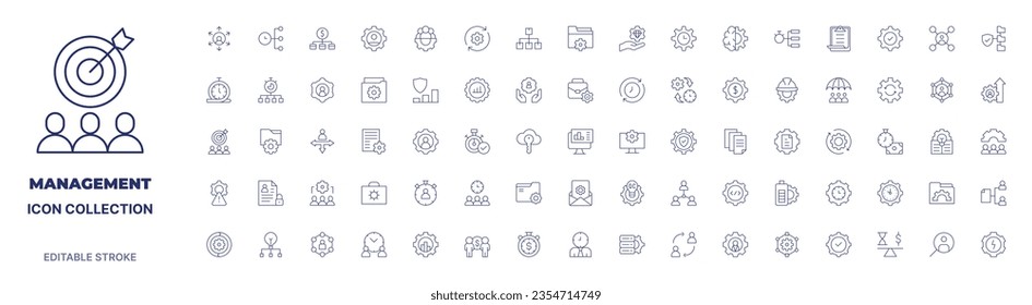 Management icon collection. Thin line icon. Editable stroke.