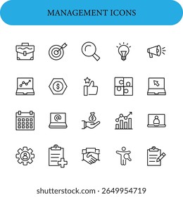 Colección de iconos de gestión. Ilustrador de Vector