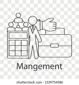 Management icon concept. Creative idea design for template, web page, or presentation. Line vector illustration use for your project.