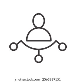 Management Icon Depicting People Connections and a Network in Black and White