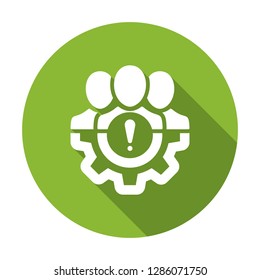 Management icon with exclamation mark. Management icon and alert, error, alarm, danger symbol. Vector icon