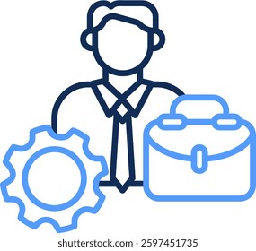 Management Icon Line Color Vector Illustration