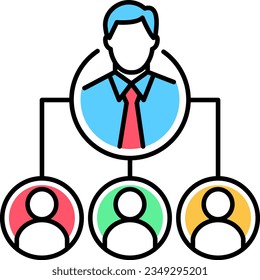 Management icon. Line, glyph and filled outline colorful version, organizational hierarchical scheme outline and filled vector sign. Symbol, logo illustration. Different style icons set