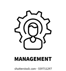 Management icon or logo in modern line style. High quality black outline pictogram for web site design and mobile apps. Vector illustration on a white background.