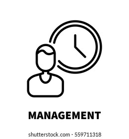 Management icon or logo in modern line style. High quality black outline pictogram for web site design and mobile apps. Vector illustration on a white background.