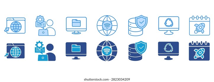 management icon pack dual tone collection set. editing and modifying Vector Illustration Concept