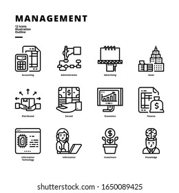 Icono de administración para medios digitales y medios de impresión.